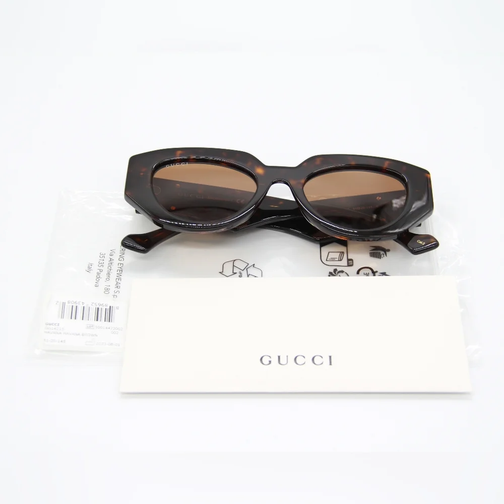 NEW GUCCI SUNGLASSES GG1421S 002 HAVANA WOMEN EYEWEAR